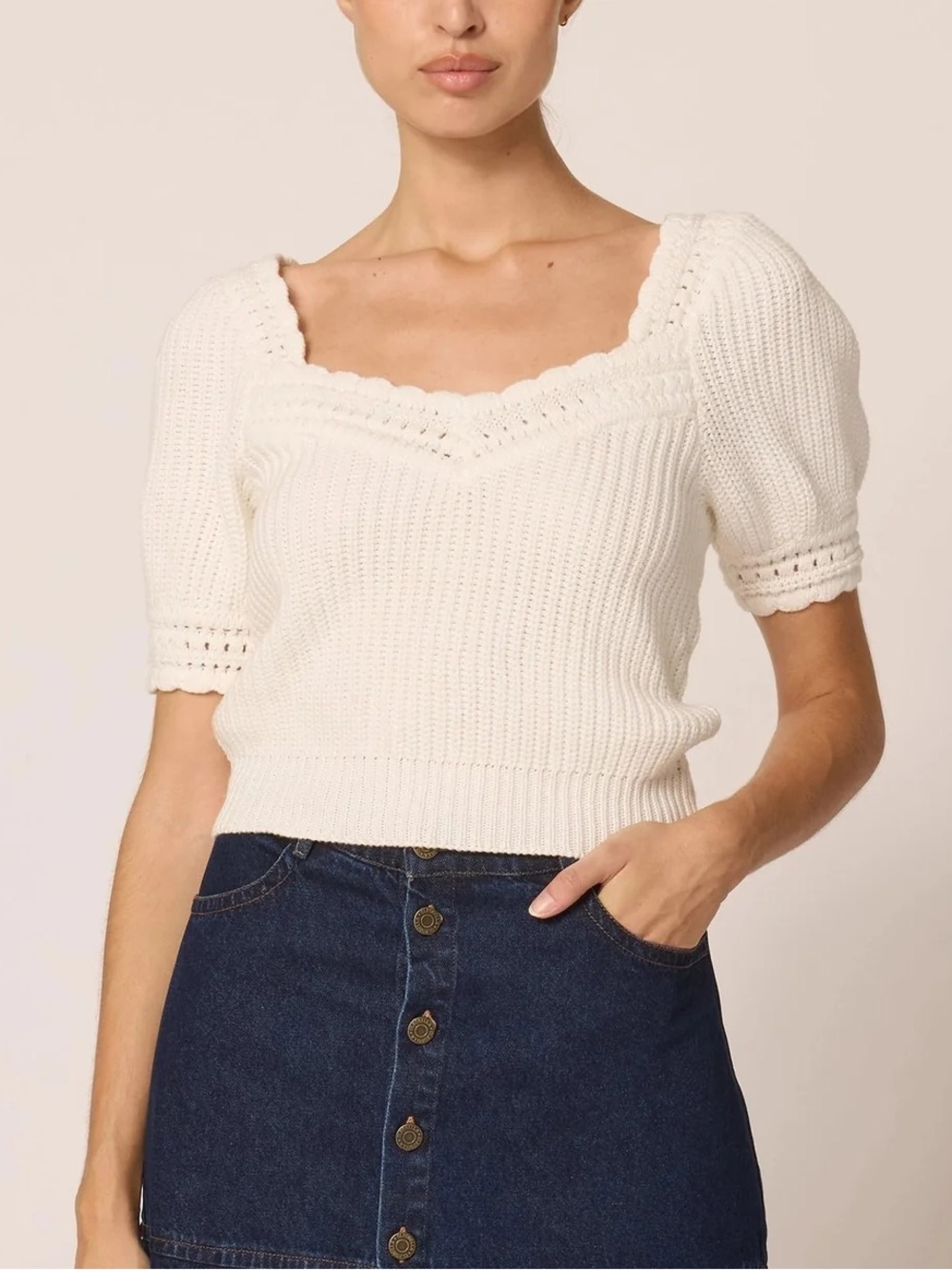 Cleobella NWT Rowan Knit Sweater Top Ivory Small S